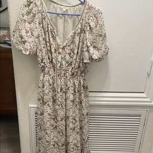 Max Studio Floral Maxi Dress in Pink and Green